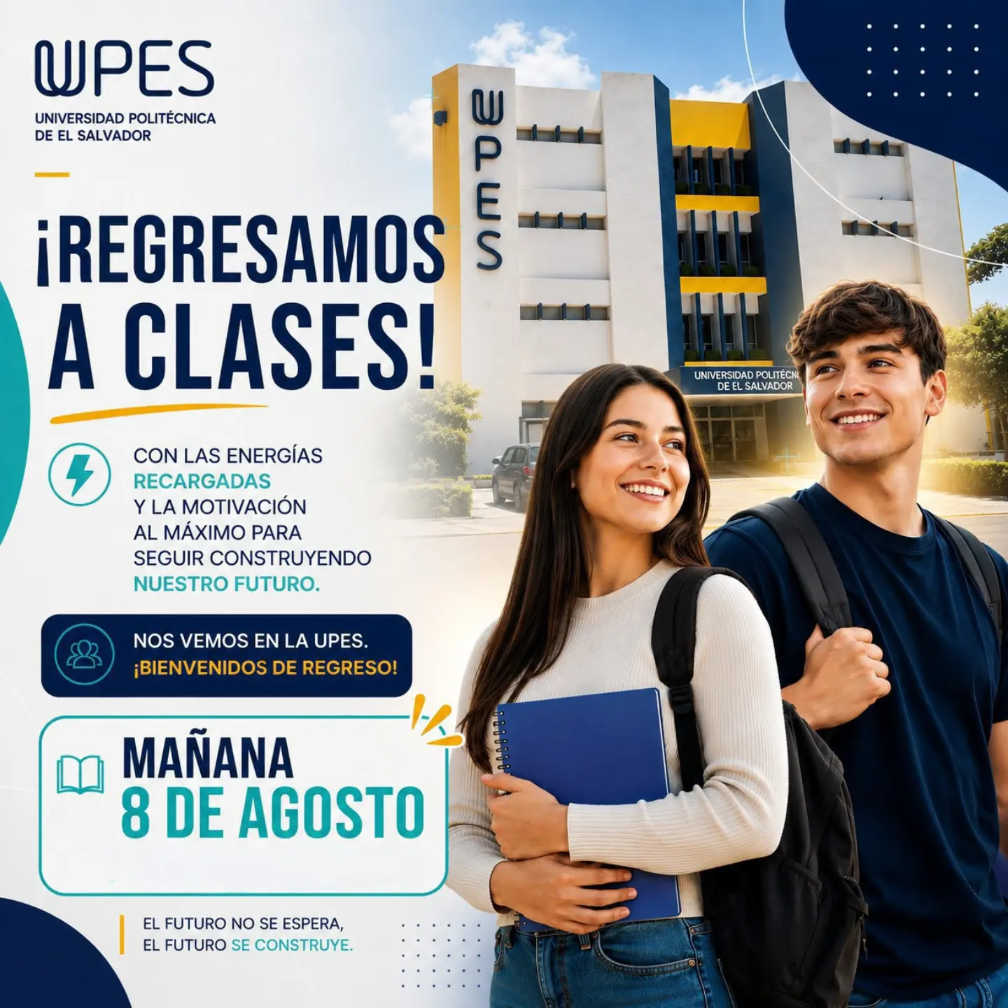 ¡Bienvenidos, cracks! 🙌📚 Este 8 de agosto, la Casa de los Cracks te recibe nuevamente con las puertas abiertas. Después de una breve pausa para recargar energías, docentes, personal administrativo y toda la familia de la Universidad Politécnica de El Salvador (UPES) estamos listos para continuar acompañándote en el camino hacia tus metas y objetivos. Regresamos con entusiasmo, compromiso y la energía renovada para seguir construyendo juntos el futuro. 💙✨